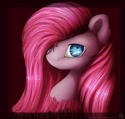 Size: 1711x1632 | Tagged: safe, artist:11-shadow, imported from derpibooru, pinkie pie, earth pony, pony, bust, female, glowing eyes, pinkamena diane pie, solo