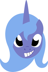 Size: 543x812 | Tagged: safe, artist:badumsquish, derpibooru exclusive, imported from derpibooru, princess luna, alicorn, pony, emblem, female, grin, looking at you, s1 luna, simple, simple background, smiling, solo, transparent background