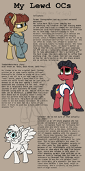 Size: 1000x2020 | Tagged: safe, artist:thebathwaterhero, imported from derpibooru, oc, oc only, oc:bath, oc:cellophane, oc:lavender, earth pony, pegasus, earth pony oc, explicit text, pegasus oc, reference sheet, wings