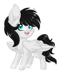 Size: 1080x1305 | Tagged: safe, artist:silentwolf-oficial, imported from derpibooru, oc, oc only, pegasus, pony, chibi, open mouth, pegasus oc, simple background, smiling, solo, transparent background, wings