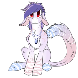 Size: 2000x2000 | Tagged: safe, artist:intfighter, imported from derpibooru, oc, oc only, cat, cat pony, original species, pony, chest fluff, floppy ears, jewelry, necklace, simple background, sitting, solo, transparent background