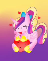 Size: 884x1130 | Tagged: safe, artist:ameliayap, imported from derpibooru, princess cadance, alicorn, pony, cute, cutedance, eyes closed, female, gradient background, heart, mare, solo