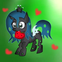 Size: 1105x1099 | Tagged: safe, artist:ameliayap, imported from derpibooru, queen chrysalis, changeling, changeling queen, cute, female, gradient background, heart, solo