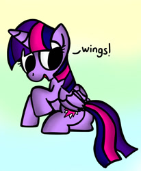 Size: 606x735 | Tagged: safe, artist:ameliayap, imported from derpibooru, twilight sparkle, alicorn, pony, female, gradient background, solo, twilight sparkle (alicorn), wings