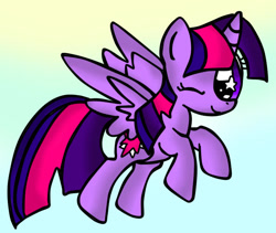 Size: 707x598 | Tagged: safe, artist:ameliayap, imported from derpibooru, twilight sparkle, alicorn, pony, female, flying, one eye closed, solo, twilight sparkle (alicorn), wink