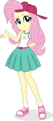 Size: 2631x5973 | Tagged: safe, artist:punzil504, imported from derpibooru, fluttershy, human, equestria girls, 90s grunge fluttershy, alternate hairstyle, backwards ballcap, baseball cap, belt, cap, clothes, converse, cutie mark, cutie mark on clothes, equestria girls interpretation, eyeshadow, female, gameloft interpretation, hat, makeup, scene interpretation, shoes, simple background, skirt, sleeveless, socks, solo, tanktop, transparent background