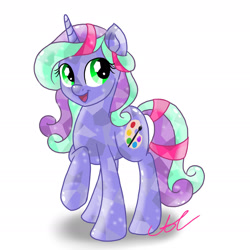 Size: 2449x2449 | Tagged: safe, artist:colorpalette-art, imported from derpibooru, oc, oc only, oc:color palette, crystal pony, pony, unicorn, crystallized, horn, solo, unicorn oc