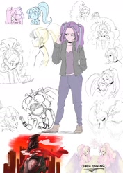 Size: 1280x1811 | Tagged: safe, artist:amazingpuffhair, imported from derpibooru, adagio dazzle, aria blaze, sonata dusk, equestria girls, angery, angry, aria blaze is not amused, beaten up, cellphone, choker, clothes, diner, female, grumpy, hoodie, hug, midriff, phone, reeee, sad, screaming, smiling, the dazzlings, unamused, when she smiles