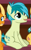 Size: 233x371 | Tagged: safe, imported from derpibooru, screencap, sandbar, smolder, earth pony, pony, a matter of principals, cropped, open mouth, sitting, smiling, solo focus