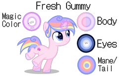 Size: 1100x675 | Tagged: safe, artist:choisky13, imported from derpibooru, oc, oc:fresh gummy, pony, unicorn, colt, femboy, glowing horn, horn, magic, male, offspring, parent:princess cadance, parent:shining armor, parents:shiningcadance, reference sheet, simple background, solo, transparent background