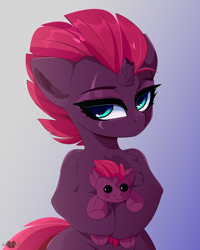 Size: 4000x5000 | Tagged: source needed, safe, artist:xsatanielx, imported from derpibooru, tempest shadow, pony, unicorn, broken horn, female, horn, mare, plushie, scar, self plushidox, solo