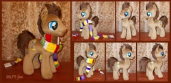 Size: 6416x3120 | Tagged: safe, artist:calusariac, imported from derpibooru, doctor whooves, time turner, pony, clothes, fourth doctor's scarf, irl, photo, plushie, scarf, solo, striped scarf