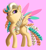 Size: 640x701 | Tagged: safe, artist:pinkocean93, imported from derpibooru, ringlet, ringlet (g1 rainbow curl), pegasus, pony, drill hair, female, g1, mare, pink background, rainbow curl pony, simple background, solo