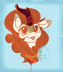 Size: 500x571 | Tagged: safe, artist:banoodle, imported from derpibooru, autumn blaze, cinder glow, rain shine, summer flare, kirin, :p, animated, blepping, collar, enamel pin, female, gif, multiple variants, pet, tongue out