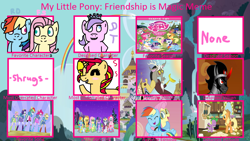 Size: 1024x576 | Tagged: safe, artist:cosmicpomsky, imported from derpibooru, applejack, diamond tiara, discord, fluttershy, king sombra, pinkie pie, rainbow dash, rarity, sunset shimmer, twilight sparkle, equestria girls, mane six