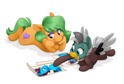 Size: 3500x2400 | Tagged: safe, artist:luximus17, imported from derpibooru, oc, oc:andrew swiftwing, oc:duk, oc:kiwi nectar, bird, duck, duck pony, cute, fangirling, gal pals, hanging out, poster, quack, quak