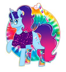 Size: 2592x2830 | Tagged: safe, artist:crazysketch101, imported from derpibooru, oc, oc only, pony, unicorn, circle background, request, simple background, solo, tiedye, white background