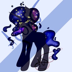 Size: 853x853 | Tagged: safe, artist:nel_liddell, imported from derpibooru, oc, oc only, pony, unicorn, ethereal mane, galaxy mane, horn, signature, solo, unicorn oc, watermark, wide eyes