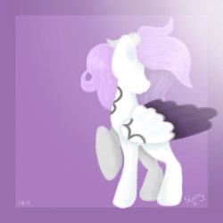 Size: 720x720 | Tagged: safe, artist:saladstarry, imported from derpibooru, oc, oc only, pegasus, pony, looking back, pegasus oc, raised hoof, signature, solo, two toned wings, wings