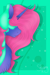 Size: 720x1064 | Tagged: safe, artist:saladstarry, imported from derpibooru, oc, oc only, pony, unicorn, bust, chest fluff, horn, signature, solo, unicorn oc