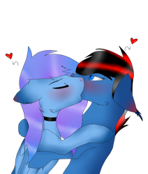 Size: 4244x5000 | Tagged: safe, artist:toptian, imported from derpibooru, oc, oc only, pony, blushing, choker, heart, kissing, male, oc x oc, shipping, simple background, stallion, transparent background