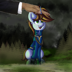 Size: 7000x7000 | Tagged: safe, artist:kranonetwork, edit, imported from derpibooru, oc, oc:littlepip, human, pony, unicorn, fallout equestria, hand, head pat, meme, pat, patting, pet, petting