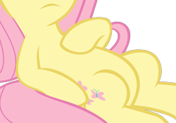 Size: 2533x1778 | Tagged: safe, artist:red4567, edit, imported from derpibooru, vector edit, fluttershy, pony, 2 4 6 greaaat, belly, cropped, female, hoof on chest, lying down, pictures of bellies, simple background, solo, transparent background, vector