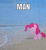 Size: 3186x3500 | Tagged: safe, artist:jimmyjamno1, imported from derpibooru, pinkie pie, earth pony, pony, beach, blurry, caption, chibi, female, frown, image macro, irl, lidded eyes, looking down, man, man (meme), mare, meme, ocean, photo, ponified animal photo, ponified meme, sad, solo, text