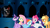 Size: 1367x766 | Tagged: safe, artist:kayman13, imported from derpibooru, applejack, fluttershy, king sombra, pinkie pie, rainbow dash, rarity, twilight sparkle, alicorn, earth pony, pegasus, pony, unicorn, explanation, hologram, mane six, twilight sparkle (alicorn)