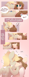 Size: 2500x6500 | Tagged: safe, artist:kebchach, imported from derpibooru, oc, oc:celia montigre, earth pony, pegasus, pony, comic, drool, drool string, kissing, whispering