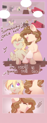 Size: 2500x6500 | Tagged: safe, artist:kebchach, imported from derpibooru, oc, oc:celia montigre, earth pony, pegasus, pony, all star (song), bottle, comic, couch, karaoke, singing, smash mouth, somebody once told me