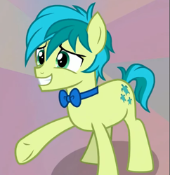 Size: 601x622 | Tagged: safe, imported from derpibooru, screencap, sandbar, earth pony, pony, she's all yak, bowtie, cropped, male, raised hoof, smiling, solo