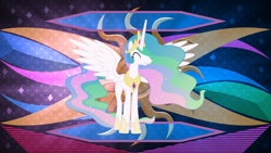 Size: 3840x2160 | Tagged: safe, artist:90sigma, artist:laszlvfx, edit, imported from derpibooru, princess celestia, pony, female, solo, wallpaper, wallpaper edit