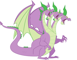 Size: 1024x793 | Tagged: safe, artist:brutalityinc, imported from derpibooru, spike, dragon, hydra, hydrafied, male, multiple heads, simple background, solo, species swap, spikezilla, three heads, three-headed dragon, three-headed spike, transparent background, winged spike, winged spikezilla, wings