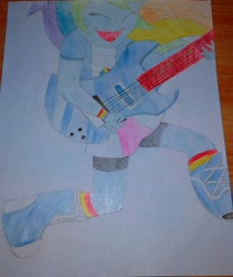 Size: 1836x2174 | Tagged: safe, artist:raindasher14, imported from derpibooru, rainbow dash, equestria girls, rainbow rocks, female, photo, traditional art