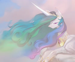 Size: 2560x2145 | Tagged: safe, artist:peacheb_o, imported from derpibooru, princess celestia, alicorn, pony, female, jewelry, lying down, mare, peytral, prone, solo, tiara