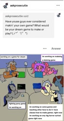 Size: 735x1391 | Tagged: safe, artist:ask-luciavampire, imported from derpibooru, oc, pegasus, pony, unicorn, tumblr:ask-the-pony-gamers, ask, tumblr