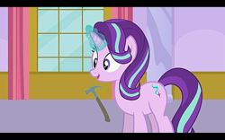 Size: 1280x800 | Tagged: safe, artist:agrol, imported from derpibooru, starlight glimmer, pony, female, hammer, let's start the game, solo