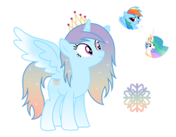 Size: 1280x996 | Tagged: safe, artist:tenderrain-art, artist:tenderrain46, imported from derpibooru, princess celestia, rainbow dash, oc, alicorn, pony, dashlestia, female, lesbian, magical lesbian spawn, mare, offspring, parent:princess celestia, parent:rainbow dash, parents:dashlestia, shipping