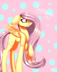 Size: 1724x2160 | Tagged: safe, artist:ellis_sunset, imported from derpibooru, fluttershy, pegasus, pony, cyrillic, female, mare, polka dot background, raised hoof, russian, solo, text