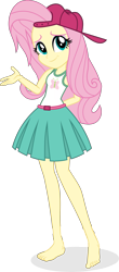 Size: 2631x5973 | Tagged: safe, artist:punzil504, edit, editor:grapefruitface, imported from derpibooru, fluttershy, equestria girls, 90s grunge fluttershy, barefoot, barefooting, cap, feet, female, hat, simple background, sleeveless, solo, transparent background, vector