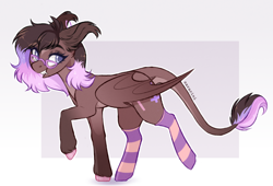 Size: 860x584 | Tagged: safe, artist:sararini, imported from derpibooru, oc, oc only, bat pony, pony, bat pony oc, bat wings, clothes, leonine tail, socks, solo, striped socks, wings