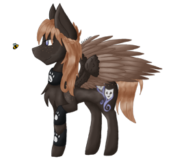 Size: 1150x1082 | Tagged: safe, artist:crimson-breeze, imported from derpibooru, oc, oc only, oc:honey bee, bee, insect, pegasus, pony, paw prints, pegasus oc, simple background, solo, transparent background, wings