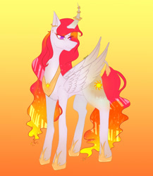 Size: 1734x2000 | Tagged: safe, artist:sugawama, imported from derpibooru, princess celestia, alicorn, pony, equestria girls, spoiler:g5, female, g5 concept leak style, sunset