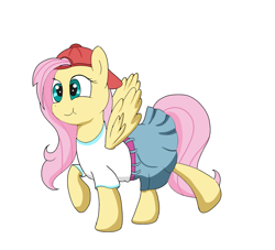 Size: 1980x1800 | Tagged: safe, artist:amateur-draw, imported from derpibooru, fluttershy, pegasus, pony, 90s grunge fluttershy, baseball cap, cap, clothes, female, hat, mare, simple background, skirt, solo, white background