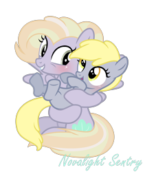 Size: 2688x3184 | Tagged: safe, artist:novalightsentryyt, imported from derpibooru, derpy hooves, oc, oc:fizzy pearls, pegasus, pony, female, filly, filly derpy, like mother like daughter, like parent like child, mother and child, mother and daughter, previous generation, simple background, transparent background, young, younger