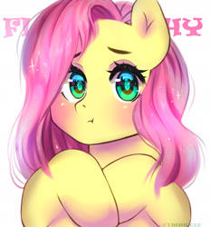 Size: 2068x2226 | Tagged: dead source, safe, artist:cyberhexe, imported from derpibooru, fluttershy, pony, artwork, bust, chibi, cute, digital art, drawing, fanart, female, portrait, shy, shyabetes, solo