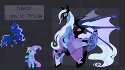 Size: 1280x720 | Tagged: safe, artist:mwerrycult, imported from derpibooru, princess luna, trixie, fusion