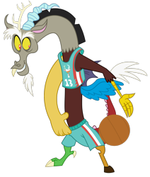 Size: 1500x1769 | Tagged: safe, artist:sketchmcreations, imported from derpibooru, discord, draconequus, dungeons and discords, basketball, clothes, commission, jersey, male, simple background, solo, sports, transparent background, vector