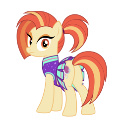 Size: 2500x2500 | Tagged: safe, artist:duskie-06, imported from derpibooru, shimmy shake, earth pony, pony, 2 4 6 greaaat, bottomless, butt, cheerleader, cheerleader outfit, clothes, cute, female, going commando, looking at you, looking back, mare, midriff, partial nudity, plot, rear view, simple background, skirt, solo, tanktop, technically an upskirt shot, transparent background, upskirt